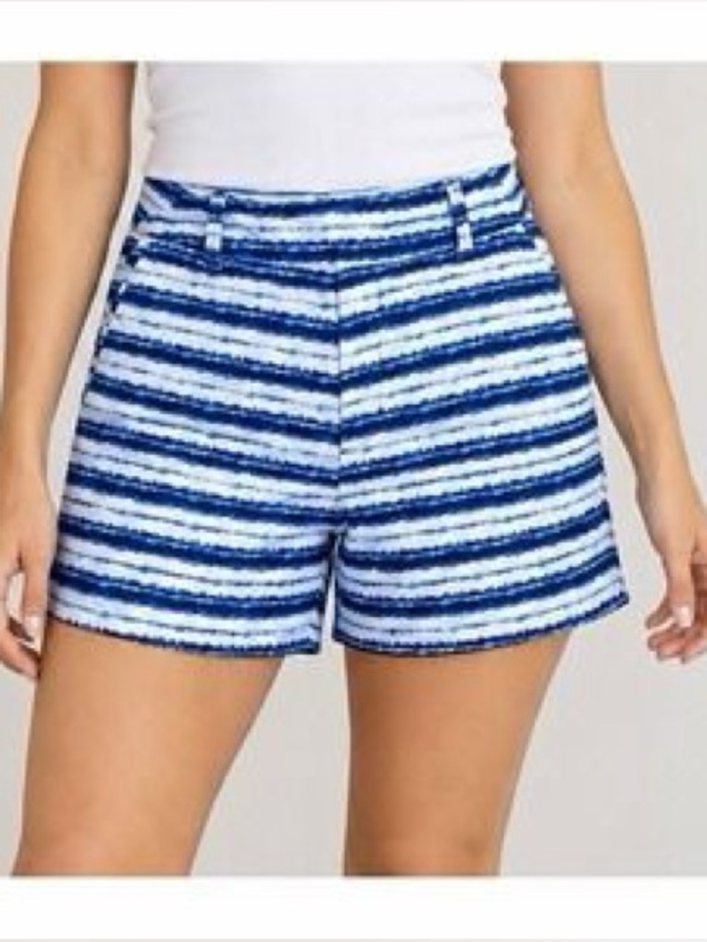 Spanx blue Stripe Sunshine Twill Shorts